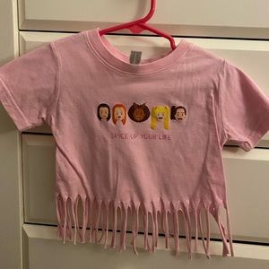 Pink spice girls tee with fringe on bottom